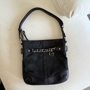Coach Black Shoulder Bag with Chain Accent